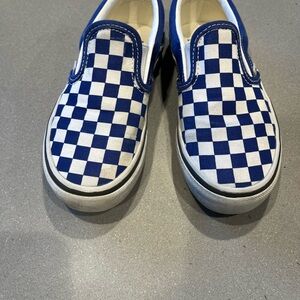 Vans Kids Blue and White Checkered Sneakers